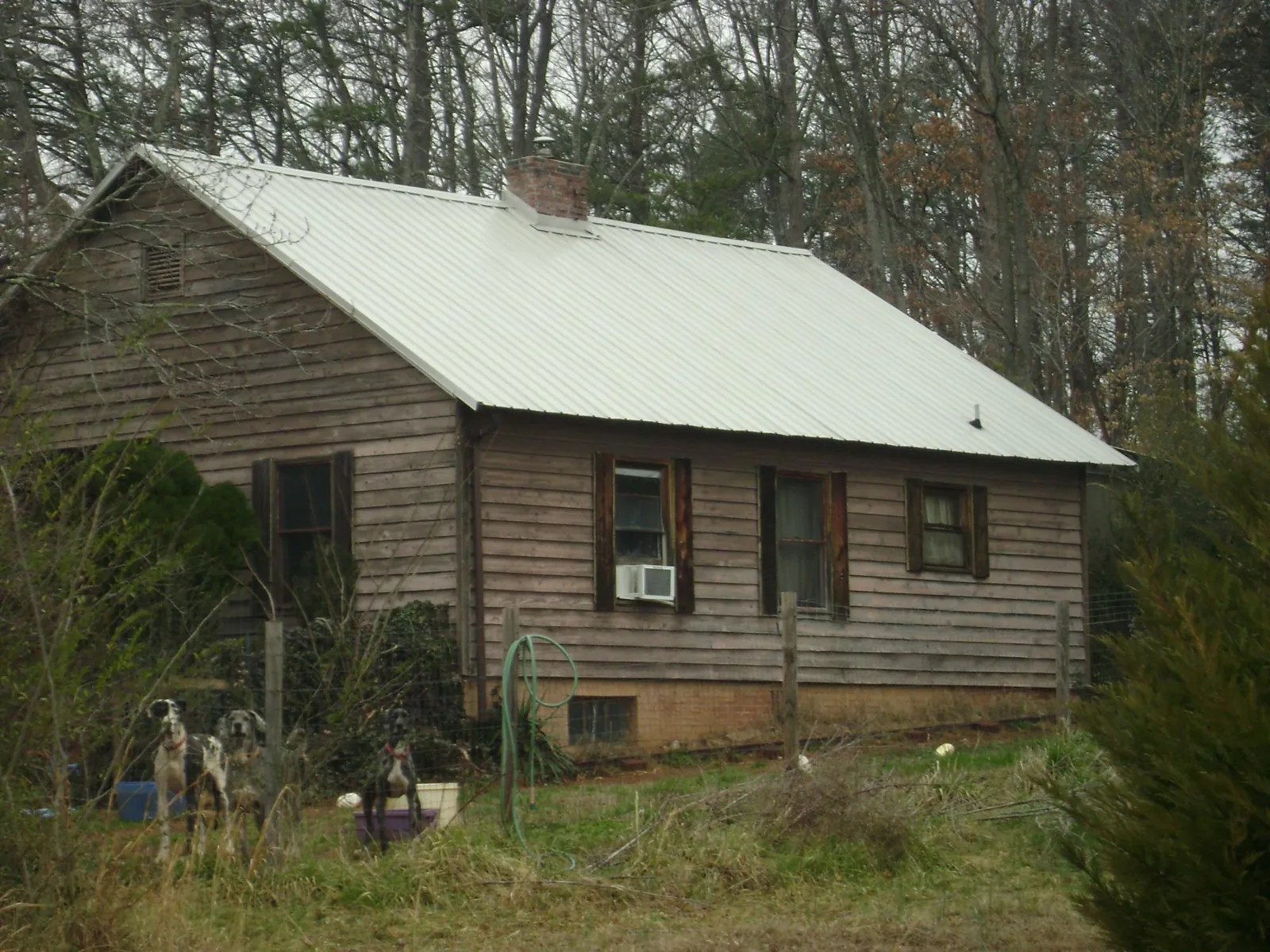 White metal roof on an old wood sided farmhouse, from a Asphalt Shingle Roof Repair job in Hopewell